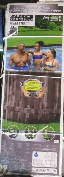 Bestway Power Steel 22 x 12 x 48 Above Ground Oval Pool Set wLadder, Cover, Filter Pump, Replacement Cartridge, Repair Patch