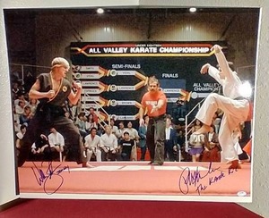 lot 136 image: Awesome 16x20 Karate Kid Photo - Autographed by Both Opponents WCOA
