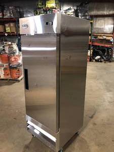 lot 18 image: Koolmore 23 cu. ft. Commercial Single Door Reach in Upright Freezer in Stainless Steel, Has damage, Review all pictures