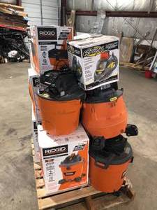 lot 19 image: Mix lot of assorted Ridgid Shop Vacuums, Various models and conditions, Review all pictures