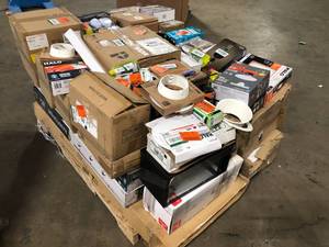 lot 22 image: Mix lot of assorted Hampton bay lights, home decor items, Customer returns, review all pictures