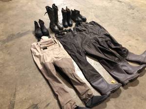 lot 26 image: Lot of assorted Hunting Clothing - Boot-Foot Waders, waterproof boots, various models and conditions customer returns, Review all pictures