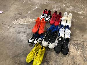 lot 30 image: Mix Lot of assorted Football Cleats, All Sizes, Review all pictures