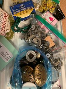 Bin Full Vintage Buttons & Jewelry parts