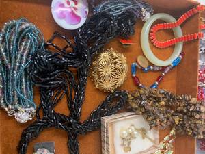Box of Antique Jewelry Crystal Parure Set