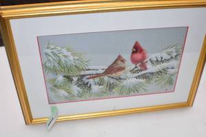 Cardinal Cross stitch Framed Picture