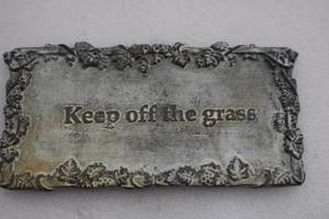 Keep off Grass Metal Signs & Bird Mobile