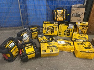 Lot of assorted Dewalt Power Stations and Batterie Charges various models and conditions customer returns