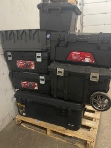 Lot of assorted storagetool boxes some missing latches customer returns review pictures