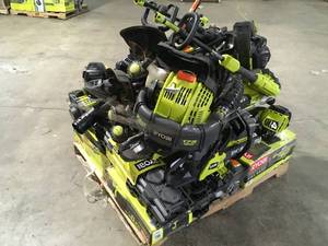 Pallet with assorted Ryobi IndoorOutdoor Tools and Parts customer Returns  see pictures