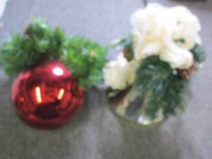 large gold bell and large red ball...