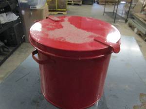 small red bucket metal...