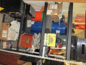 shelving unit of electronics shelvi...