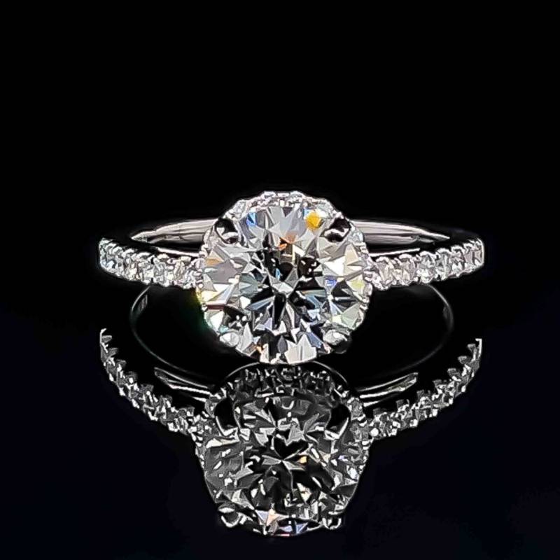 2.34 CTW CUSHION CUT LAB GROWN DIAMOND ENGAGEMENT RING D SI2