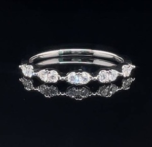 Diamond Stackable 2-Stone Cluster Marquise Design Ring Slim Band Versatile Style in 14k White Gold $1299 Retail