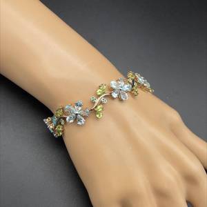 Multi-Color Stone Floral Vine Estate Bracelet