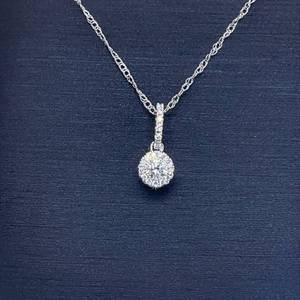Diamond Cluster Drop Pendant Singapore Chain Necklace in 14k White Gold $1899 Retail VIDEO
