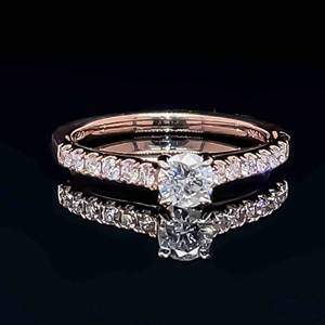 0.53ctw Diamond Solitaire Side Stone Cathedral Engagement Ring in 14k Pink Gold $4100 Retail VIDEO