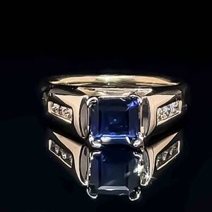 1.65 ctw Natural Blue Sapphire & Diamond  Cathedral Ring in 14k Yellow Gold $3250 Retail VIDEO