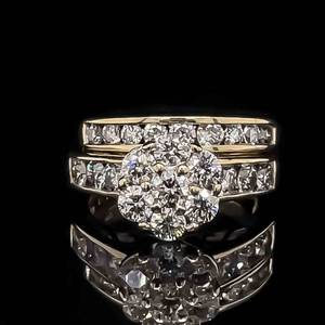 ZALES 2.00 CARAT Diamond Cluster Channel Matching Engagement Ring & Wedding Band 2-Piece Bridal Set in 14k Yellow Gold $5250 Retail VIDEO
