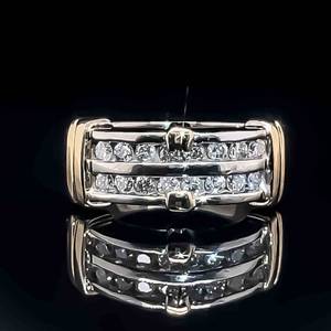 Unisex 0.50ctw Diamond Double Row Scalloped Wedding Ring in 14k Two-Tone Gold $1999 Retail