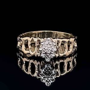 Diamond Cluster Engagement Wedding Openwork Nature Ring in 14k Yellow Gold Estate $1250 Retail