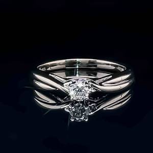 Diamond Petite Solitaire Entwined Twist Engagement Ring in 14k White Gold $1199 Retail