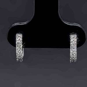 Diamond Double Row Small Mini Huggie Hoop Earrings in 14k White Gold Lightweight Small Petite $1699 Retail VIDEO