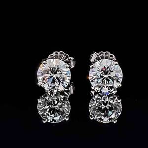 2.05ctw Diamond Round Solitaire 4-Prong Martini Stud Earrings in 14k White Gold $6500 Retail VIDEO