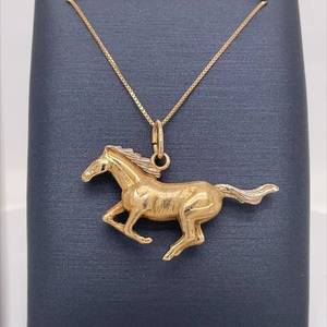 Galloping Horse Stallion Pendant in 14k Yellow Gold $1499 Retail VIDEO