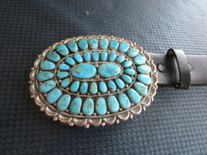 Sterling Belt Buckle with Turquoise