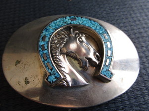 Belt Buckle - Horseshoe & Horse