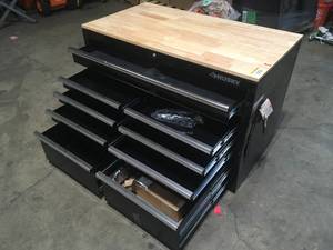 Husky 46 in. 9-Drawer Mobile Workbench in Black open box customer return review pictures