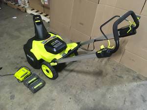 Ryobi 18 in. 40v Single Stage Brushless Cordless Electric Snow Blower with 2 Batteries  and charger included see pictures