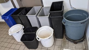 lot 61 image: (12) Commercial Products Round Garbage Cans and Rectangle Wastebaskets