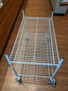lot 52 image: Rolling Commercial Wire Shelf Unit with Casters