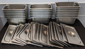 lot 31 image: (19) Commercial Stainless Steel Steam Table Pans with (19) Lids