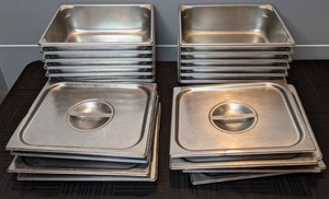 lot 37 image: (12) Commercial Stainless Steel Steam Table Pans with (12) Lids