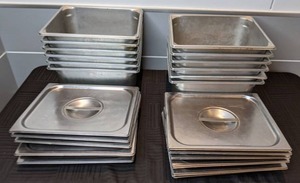 lot 39 image: (12) Commercial Stainless Steel Steam Table Pans with (12) Lids