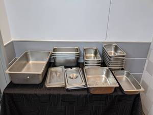 lot 41 image: Assorted Commercial Stainless Steel Pans and Lids