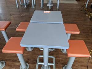 lot 20 image: Restaurant Bar Height Tables (2) with (4) Bar Stools