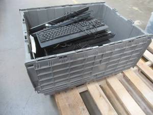 lot 214 image: Large Bin of Miscellaneous Older Keyboards, Used in Office, Worked When Replaced - SOLD AS IS