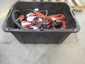 lot 216 image: Large Bin of Miscellaneous Extension Cords, Used in Warehouse, Worked When Replaced - SOLD AS IS