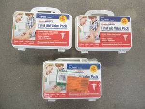 lot 225 image: (3) First-Aid Kits, Used in Warehouse, Some items may be missingexpired. - SOLD AS IS