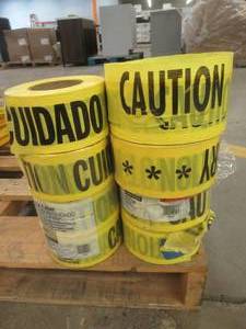lot 234 image: Miscellaneous Caution Tape in English and Spanish, Used in Warehouse - SOLD AS IS
