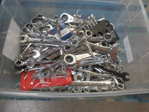 lot 239 image: Large Bin of Miscellaneous Wrenches - Used in Warehouse. - SOLD AS IS