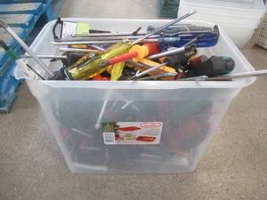 lot 240 image: Large Bin of Miscellaneous Screwdrivers - Used in Warehouse. - SOLD AS IS