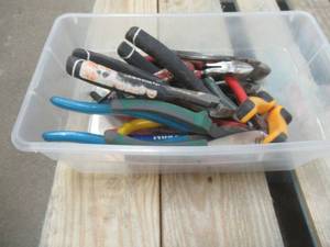lot 246 image: Bin of Miscellaneous Wire Cutters - Used in Warehouse. - SOLD AS IS