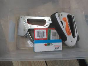 lot 248 image: Bin of Miscellaneous Staplers - Used in Warehouse. - SOLD AS IS