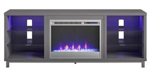 lot 91 image: Ameriwood Home Lumina Fireplace Stand for TVs, up to 70, Graphite Gray